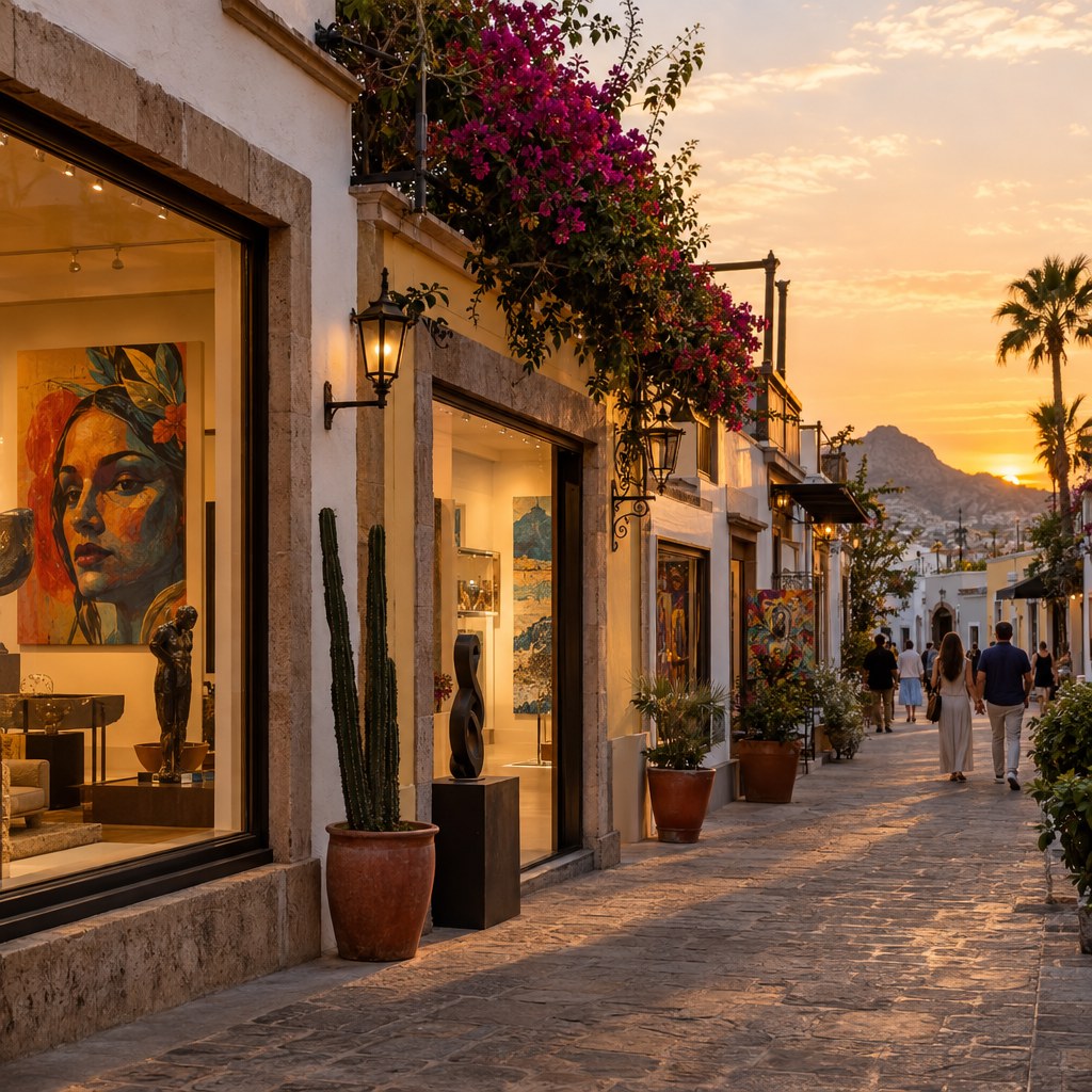 San José del Cabo Gallery District and art scene at golden hour