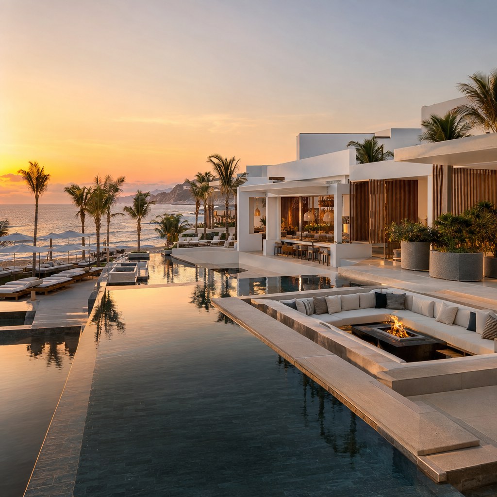 Viceroy Los Cabos architecture and reflecting pools in San José del Cabo