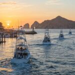 Sportfishing boats leaving Cabo San Lucas Marina during October tournament season